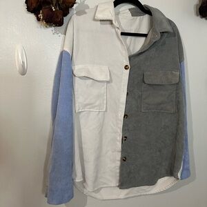 Colorblock Corduroy Button-Up Shirt